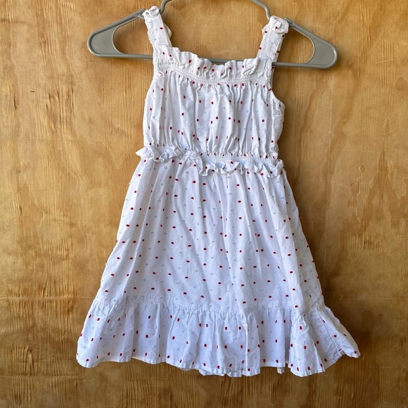 Janie and Jack White Clip Dot Sundress Tank cotton Ruffle Dress - Picture 3 of 11